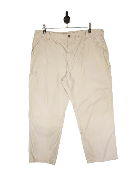 Men's Carhartt Loose Original Fit Carpenter Trousers In Beige Size W44  L30 - Picture 2 of 7